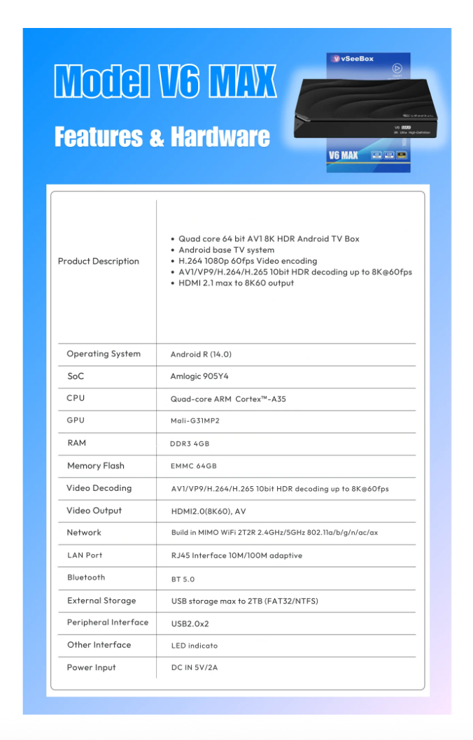 VSEEBOX V6 MAX